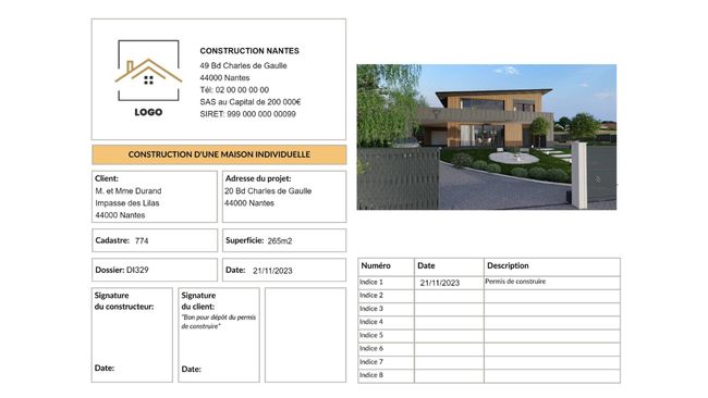 dossier permis construire page de garde