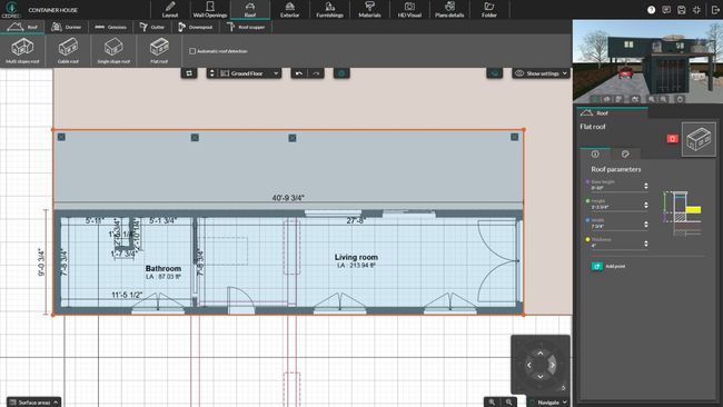 UI Cedreo add roof