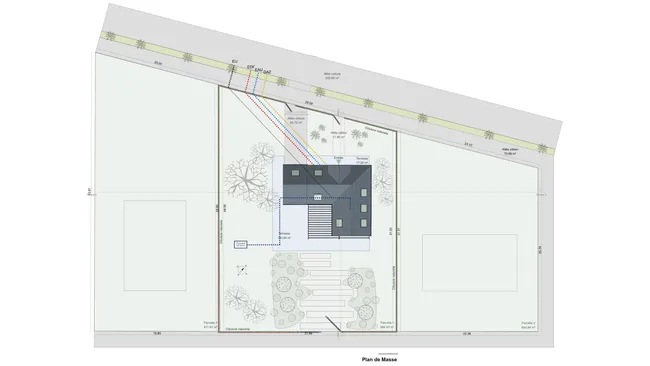 Plan de masse d'une maison neuve dans un lotissement réalisé par Cedreo