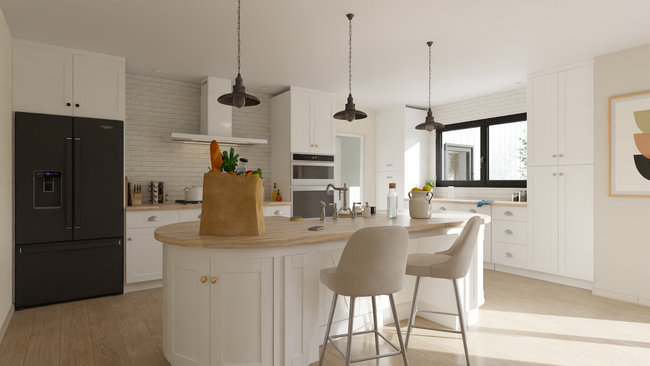 Visuel 3D d'une rénovation de cuisine avec le logiciel Cedreo