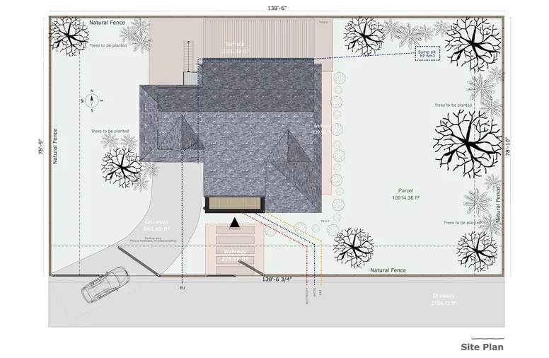 Site plan with symbols designed with Cedreo